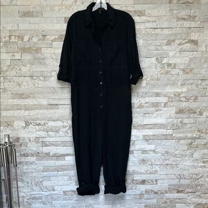 Banana Republic Midnight Black Rolled Sleeve Jumpsuit